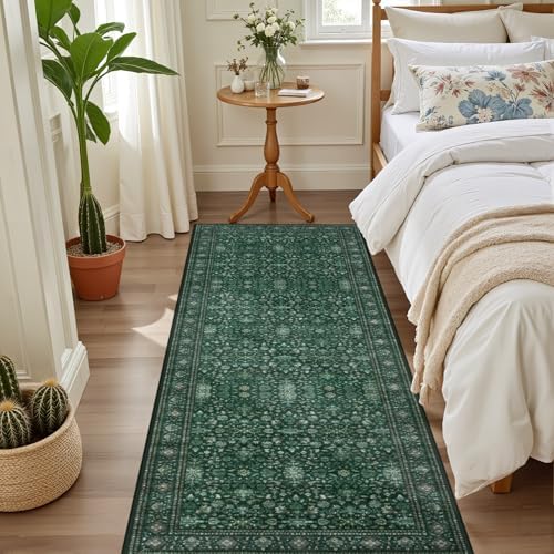 Hallway Runner Rug: 2.6x8 Kitchen Rugs for Living Room Deep Green