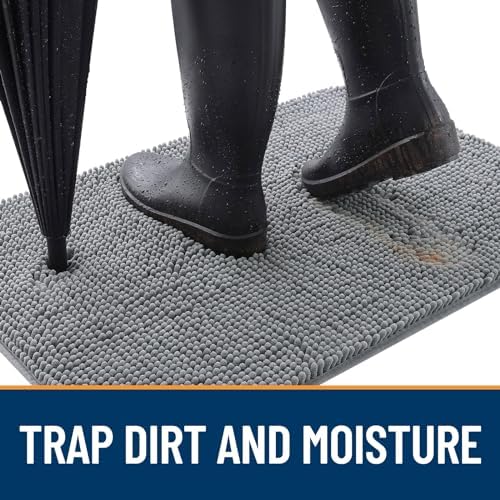 OLANLY Dog Door Mat for Muddy Paws 59x20, Super Absorbent Chenille Mud Mat