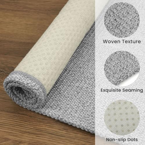 EARTHALL Washable Runner Rug, Non Slip Backdoor Rug, 2x4 Ft, Heather Gray