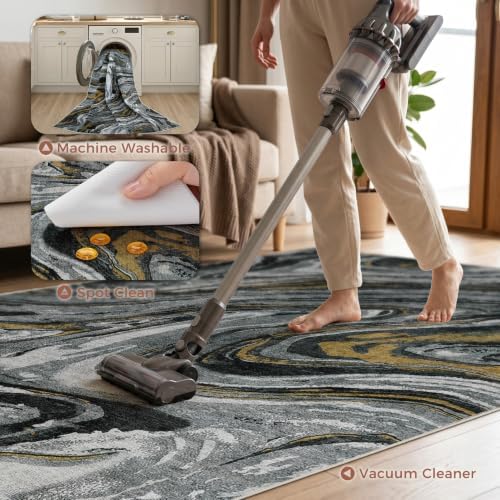 DMOYEST 10x12 Washable Area Rug Abstract Modern Non-Slip Indoor Carpet