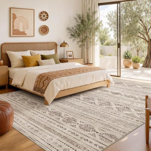 Nakagishi Boho 5x8 Area Rug Living Room Rugs Machine Washable Dark Brown