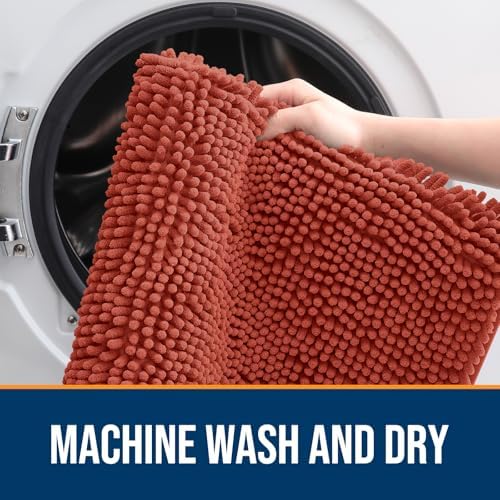 OLANLY Dog Door Mat for Muddy Paws 30x20, Super Absorbent Chenille Mud Mat