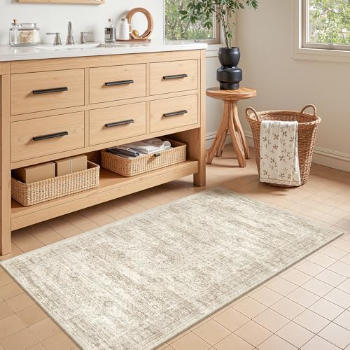 2x4 Rug Runners for Hallways Non Slip,Beige