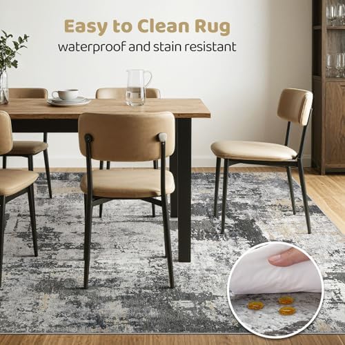 LOONGRUG 6x8 Area Rug Washable Neutral Modern Living Room Rugs Black Gold