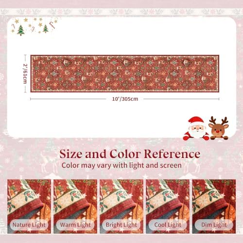 Christmas 2x10 Runner Rugs for Hallway, Red Non Slip Washable Kitchen Rug
