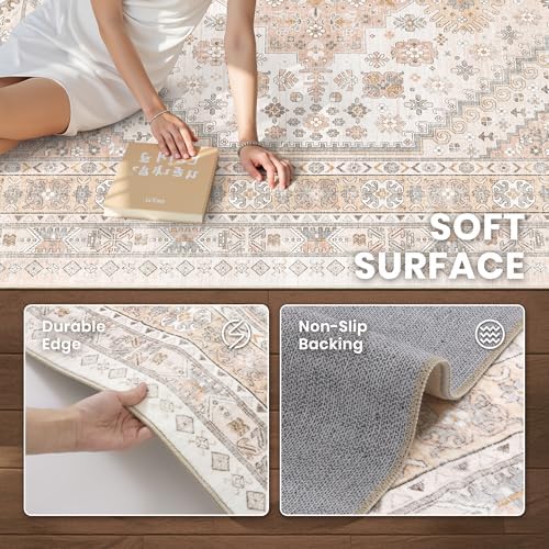 zesthome 6x9 Area Rugs for Living Room,Large Washable Rug,Pink