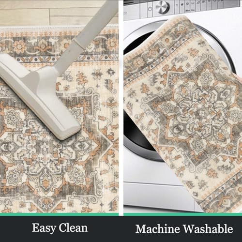 HEBE Boho Kitchen Rugs Set of 3, Non Slip Washable Kitchen Mats for Floor