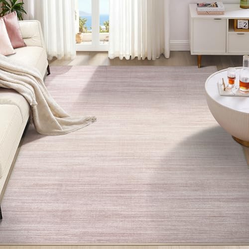 UERMEI 6x9 Washable Area Rug - Neutral Modern Abstract Living Room Rugs, Non-Slip Soft Large Indoor Floor Carpet for Bedroom Home Office & Under Dining Table Decor, Soft Pink
