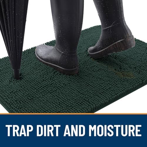 OLANLY Dog Door Mat for Muddy Paws 47x17, Super Absorbent Chenille Mud Mat