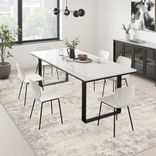 9x12 Area Rug Living Room: Modern Washable Soft Carpet Brown Beige
