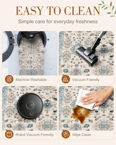 OLANLY 2'6"x14' Washable Runner Rug, Non Slip Carpet for Hallway Kitchen