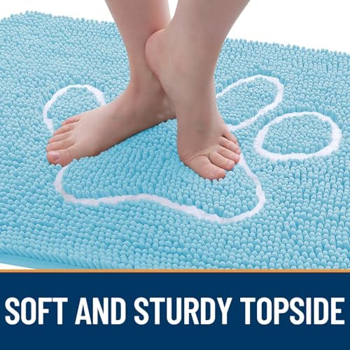 OLANLY Dog Door Mat for Muddy Paws 40x32, Paw Print Design Chenille Mud Mat