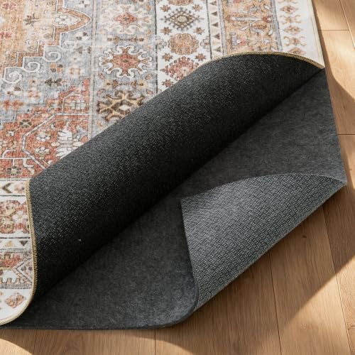 zesthome Rug Pad 5x7-1/4 Thick, Felt and Rubber Backing, Under Area Rug Protective Cushioned Pads, Keep Rugs Safe and in Place, Non Slip Rug Pads for Hardwood Floors and Finishes(5'x7', Black)