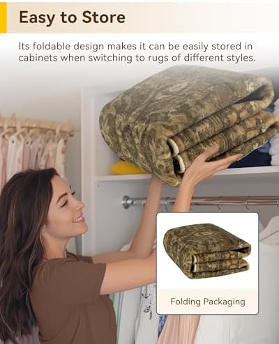 RELEANY Washable Area Rug, 3'x5', Brown/Dark Brown