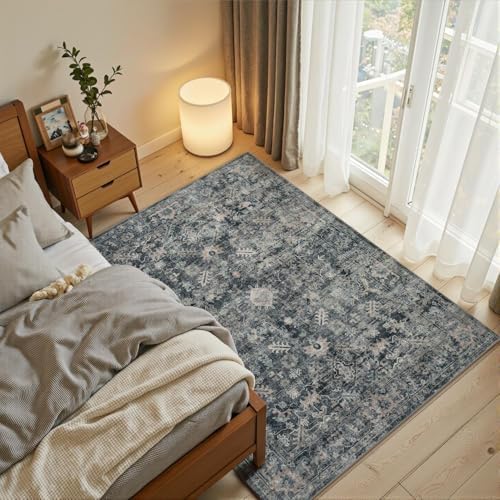 Rugxara Blue 3x5 Rug for Entryway Bedroom Washable Area Rugs Carpet