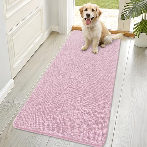 OLANLY Dog Door Mat for Muddy Paws 70x32, Super Absorbent Chenille Mud Mat