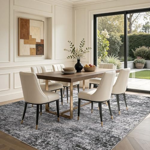 DMOYEST Area Rug Living Room Rugs 10x14 Washable Abstract Grey Carpet