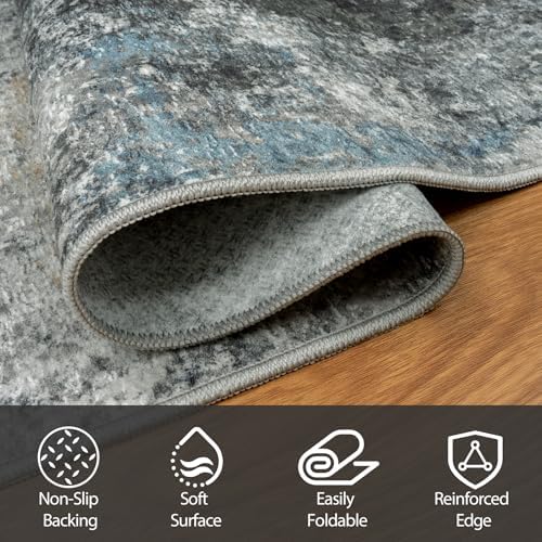 Aelenmu Runner Rugs for Hallways Kitchen 2.6x8 Non Slip Washable Black Gold