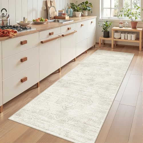 2'6 x 8' Runner Rug Non Slip,Washable Kitchen Rugs,Beige