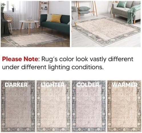 Keen Home Design Vintage Washable Area Rug, Non-Slip Low Pile, 9x12