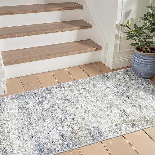 2x4 Rug Runners for Hallways Non Slip,Blue