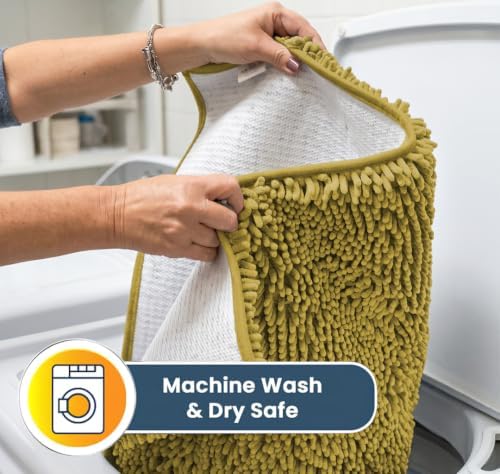 Muddy Mat® | Super Water Absorbent Door Mat Indoor, Microfiber Quick Dry Chenille Entryway Rug, Slip Resistant Front Door Mat, Indoor Mats for Entryway, Machine Washable Pet Rug, Mustard 32" x 70"