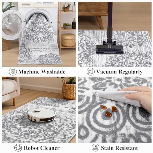 HEBE Hallway Runner Rug 2'x4', Washable Non Slip Kitchen Rug Runner
