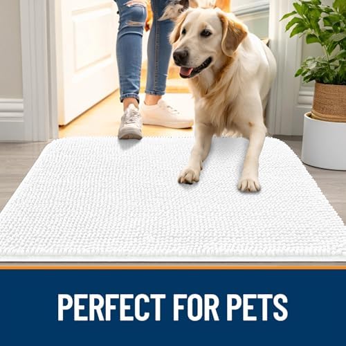 OLANLY Dog Door Mat for Muddy Paws 59x24, Super Absorbent Chenille Mud Mat
