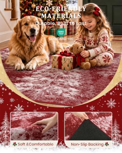 Madane Christmas Runner Rug 2x8 for Hallway, Washable Soft Kitchen Rug Red