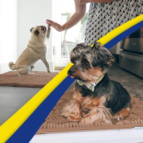 Muddy Mat® | Super Water Absorbent Door Mat Indoor, Microfiber Quick Dry Chenille Entryway Rug, Slip Resistant Front Door Mat, Indoor Mats for Entryway, Machine Washable Pet Rug, Mocha 36" x 72"