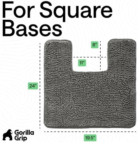 GORILLA GRIP Chenille Bath Rug Mat for Square Toilet Base, 24x19 Charcoal