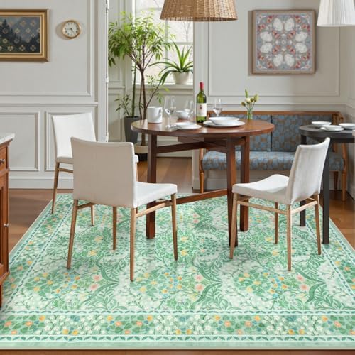 Lahome Washable Area Rugs 5x7, Soft Sage Green Rugs for Living Room Bedroom