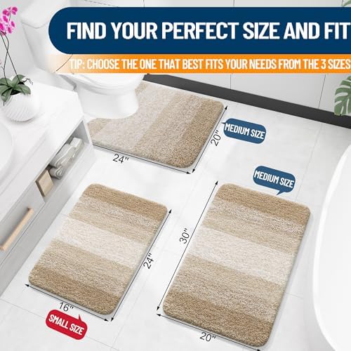 OLANLY Small Bathroom Rugs 24x16, Extra Soft Absorbent Microfiber Bath Rugs