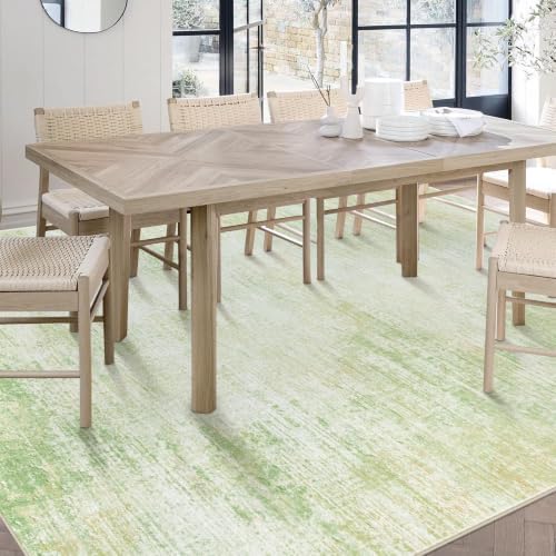 Area Rugs 5x7 Living Room: Washable Rug Modern Abstract Rugs Soft Non Slip Neutral Rug Stain Resistant Indoor Carpet for Bedroom Kitchen Dining Room Nursery Home Office Rugs(Green,5'x7')