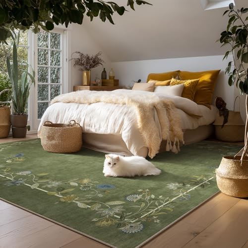 10x12 Area Rugs for Living Room: Washable Bedroom Rug Non Slip Large Carpet