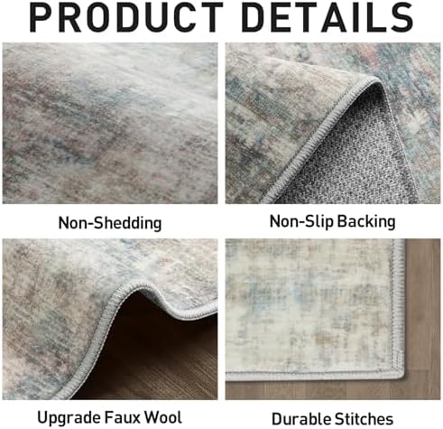 2'6''x8' Runner Rugs Washable Rug: Modern Abstract Multi Color Carpet