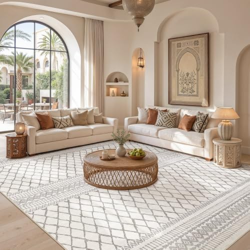cotiled Boho 10x14 Area Rug for Living Room: Large Moroccan Washable Rug