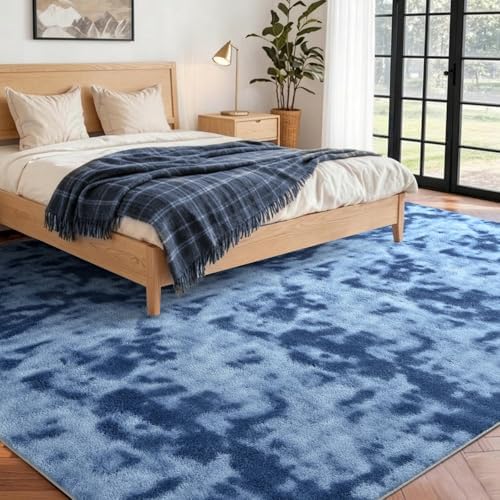 6x9 Large Tie-dye Teal Area Rug Non-Slip Washable for Living Room Bedroom