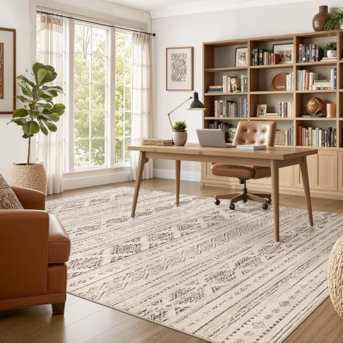 Nakagishi Boho 5x8 Area Rug Living Room Rugs Machine Washable Dark Brown