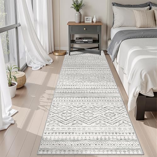 Miukiki 2x10 Runner Rug for Living Room Washable Non Slip Hallway Rug Grey