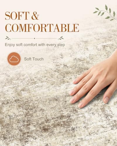 OLANLY 8ft Round Washable Rug, Soft Non Slip Carpet for Bedroom Living Room