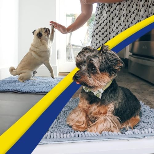 Muddy Mat® | Super Water Absorbent Door Mat Indoor, Microfiber Quick Dry Chenille Entryway Rug, Slip Resistant Front Door Mat, Indoor Mats for Entryway, Machine Washable Pet Rug, Baby Blue 6ft x 9ft
