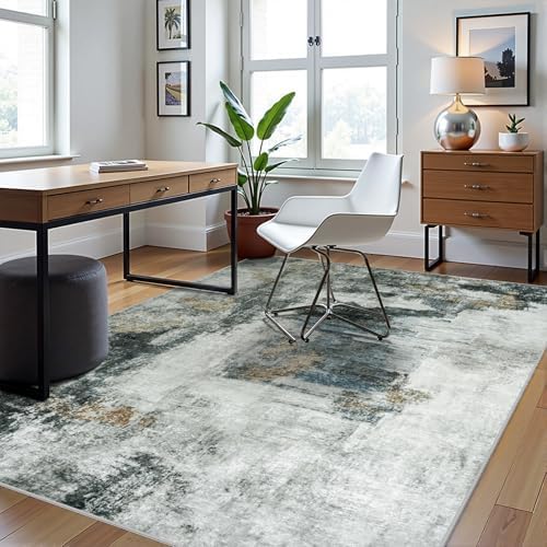 6x9 Area Rugs for Living Room Washable Bedroom Dining Room Black Gold