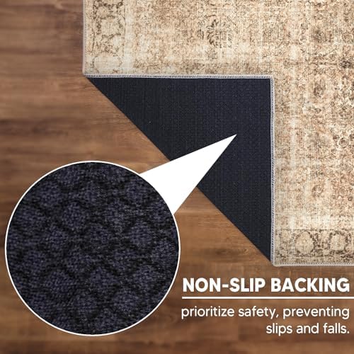 Keen Home Design Vintage Washable Area Rug, Non-Slip Low Pile, 9x12