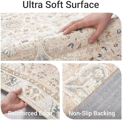 befbee Washable 5x7 Area Rug Non Slip Stain Resistant Rug for Living Room
