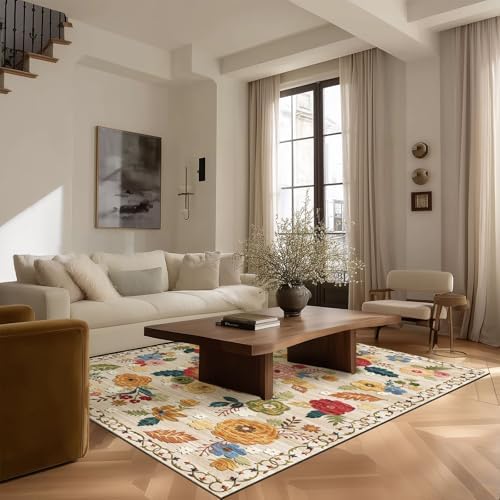 4x6 Washable Area Rugs for Bedroom: Small Living Room Rug Soft Throw Carpet