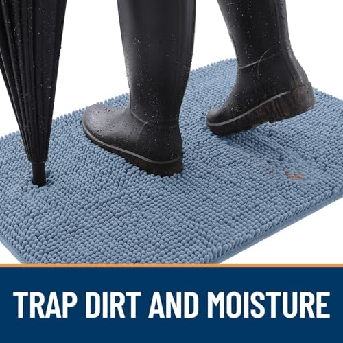 OLANLY Dog Door Mat for Muddy Paws 32x20, Super Absorbent Chenille Mud Mat