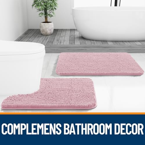OLANLY Small Bathroom Rugs 24x16, Extra Soft Absorbent Chenille Bath Rugs