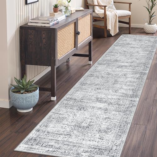 2x7 Runner Rug Non Slip,Washable Hallway Runner Rug,Grey