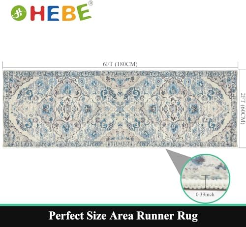 HEBE Hallway Runner Rug 2'x6', Washable Non Slip Kitchen Rug Runner